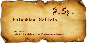Haidekker Szilvia névjegykártya